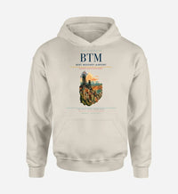 Thumbnail for Bert Mooney Airport (BTM) design on khaki hoodie single-side print