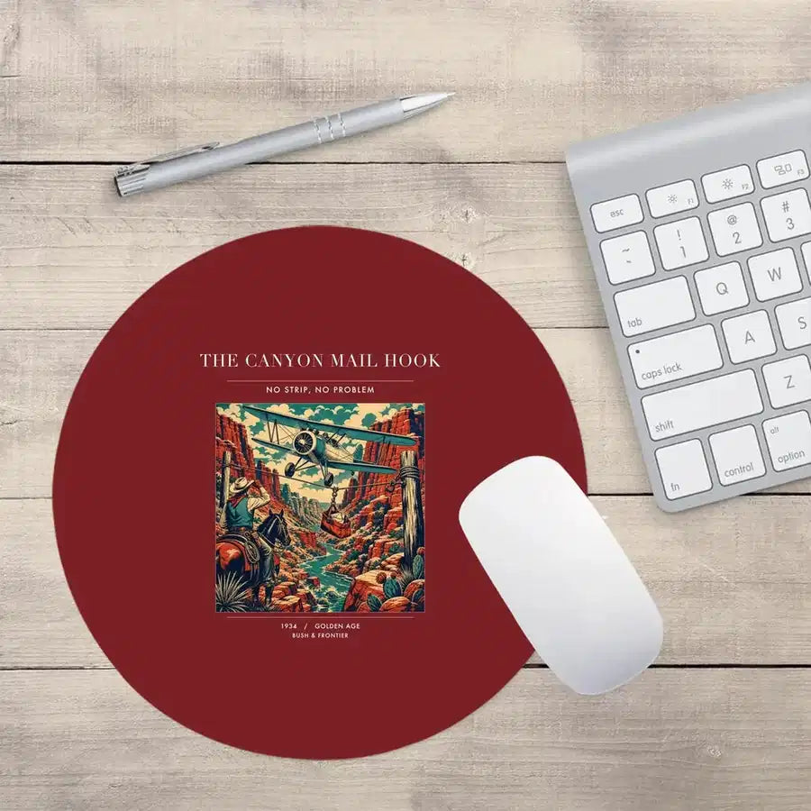 VINTAGE G4285 - The Canyon Mail Hook - Designed Mouse Pads design on darkred round