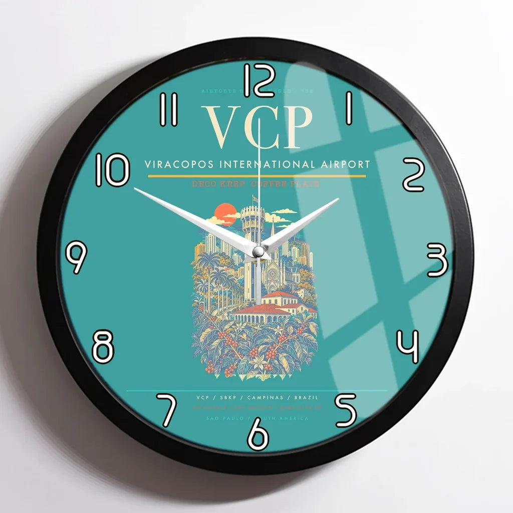 Viracopos International Airport VCP Wall-Clock Framed - Turquoise