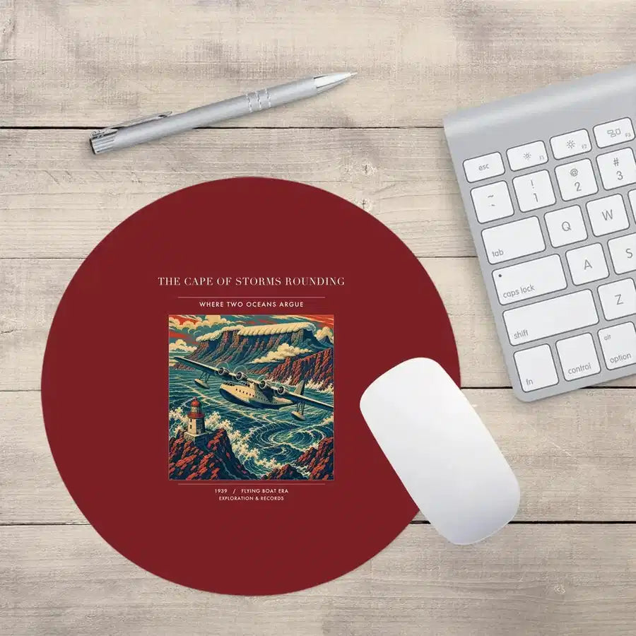 VINTAGE G4494 - The Cape Of Storms Rounding - Designed Mouse Pads design on darkred round