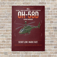 Thumbnail for Bell OH-58D Kiowa Warrior vertical canvas print - no frame - dark red background