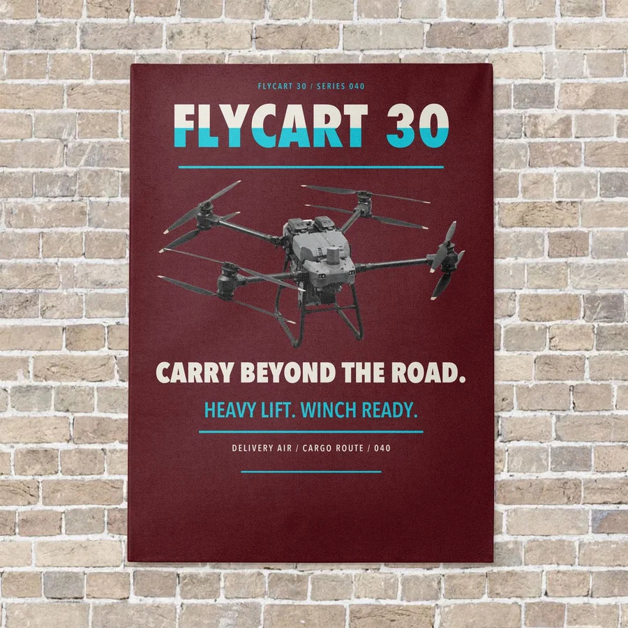DJI FlyCart 30 vertical canvas print - no frame - dark red background
