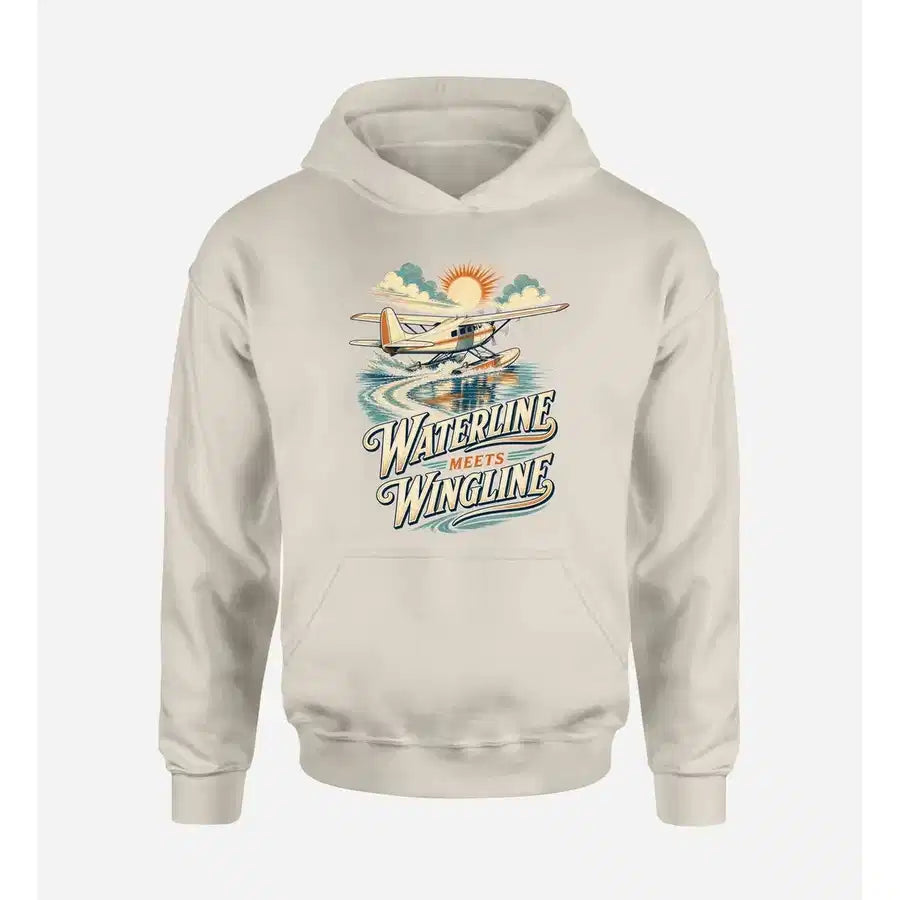 SIGNAL 642 - Waterline Meets Wingline design on khaki hoodie single side