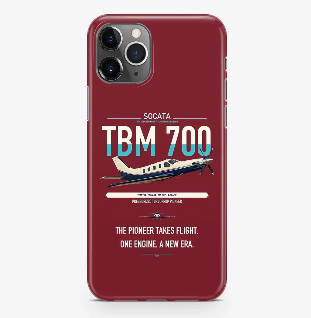 Socata TBM 700 design on dark red magsafe iphone case, for iPhone Pro Max
