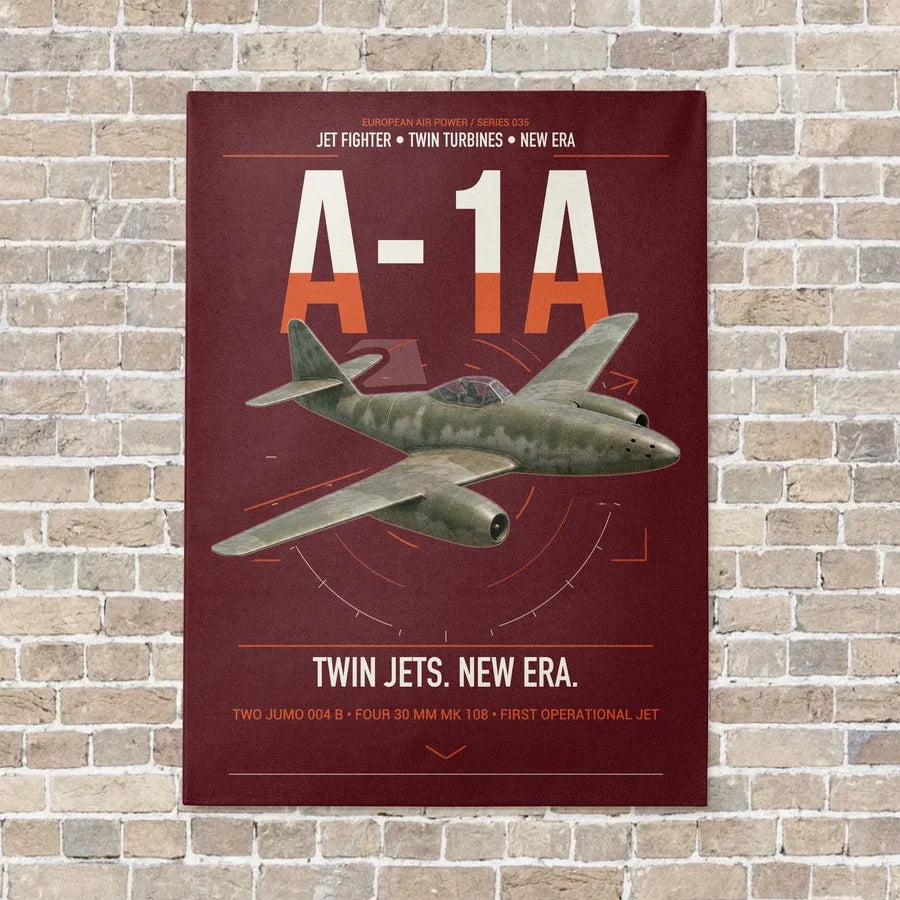 Messerschmitt Me 262A-1a vertical canvas print - no frame - dark red background