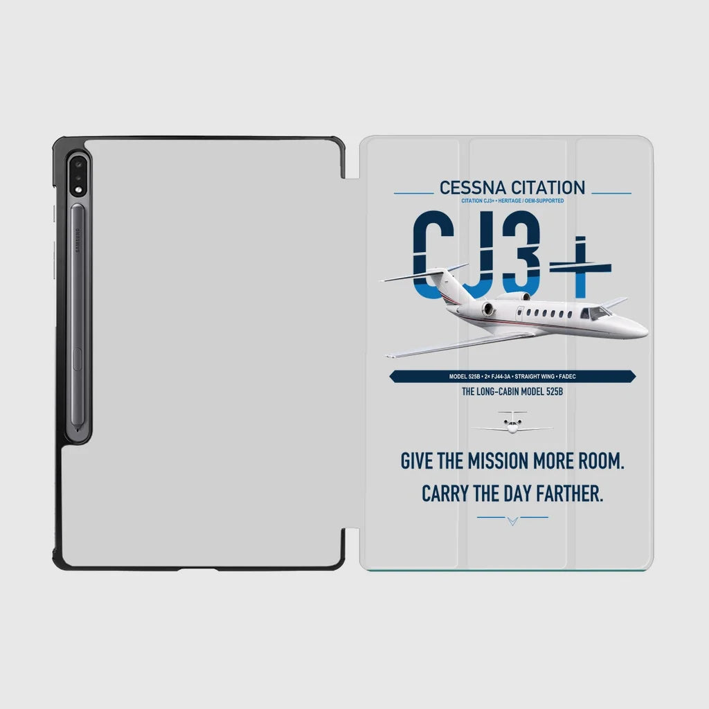 Cessna Citation CJ3+ design on light gray samsung tablet tablet case