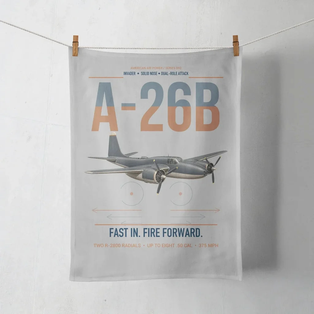 A-26B Invader design on light gray towel