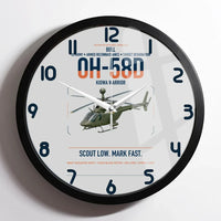 Thumbnail for Bell OH-58D Kiowa Warrior design on light gray framed wall clock