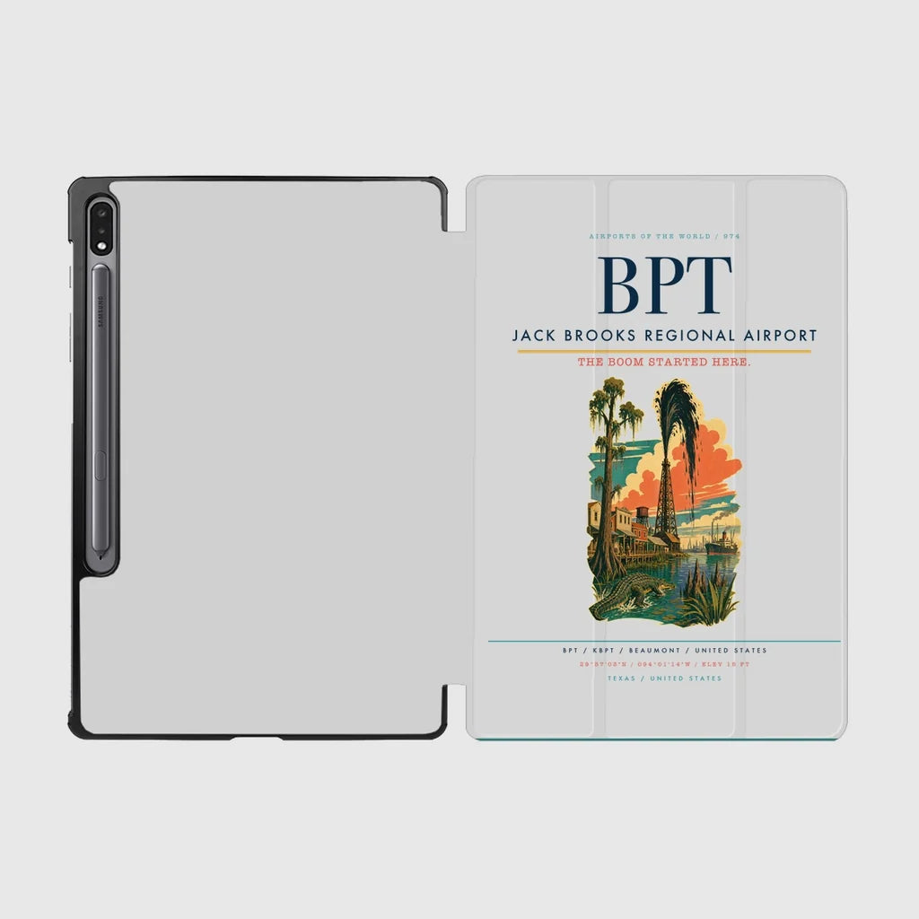 Jack Brooks Regional Airport (BPT) design on light gray samsung tablet tablet case