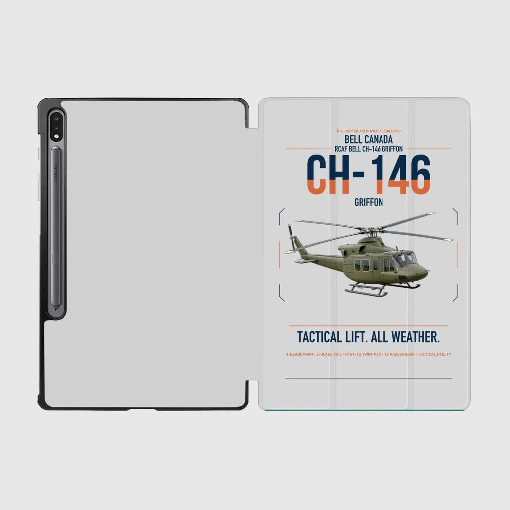 Bell Canada CH-146 Griffon design on light gray samsung tablet tablet case