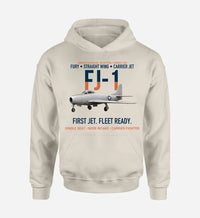 Thumbnail for FJ-1 FURY design on khaki hoodie single side