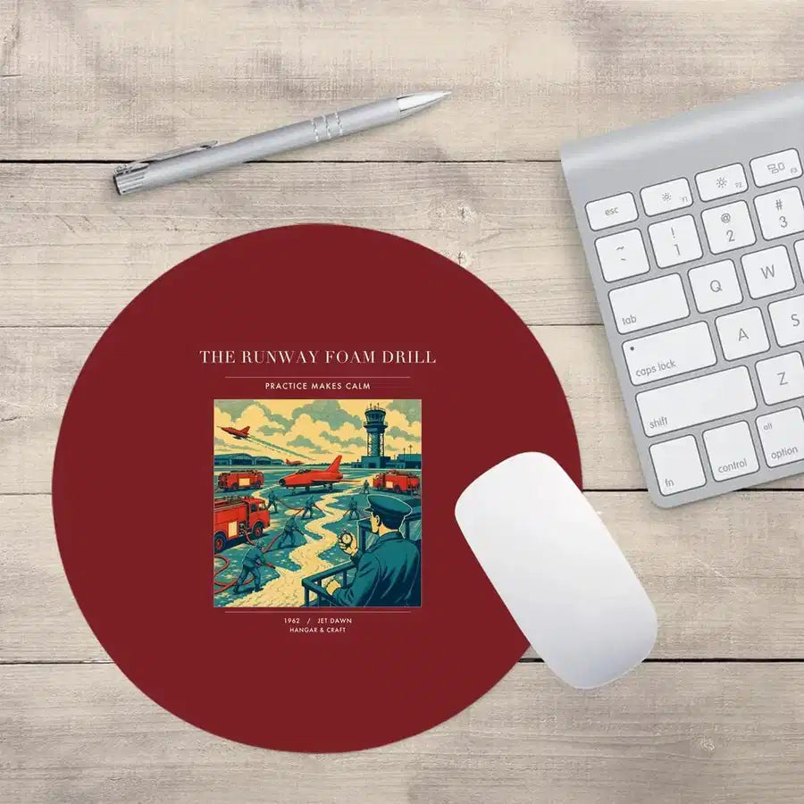 VINTAGE G4461 - The Runway Foam Drill - Designed Mouse Pads design on darkred round