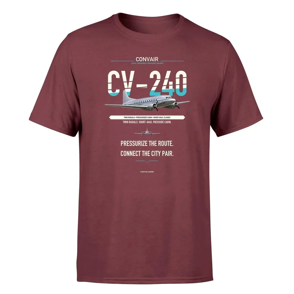 Convair CV-240 design on dark red single side
