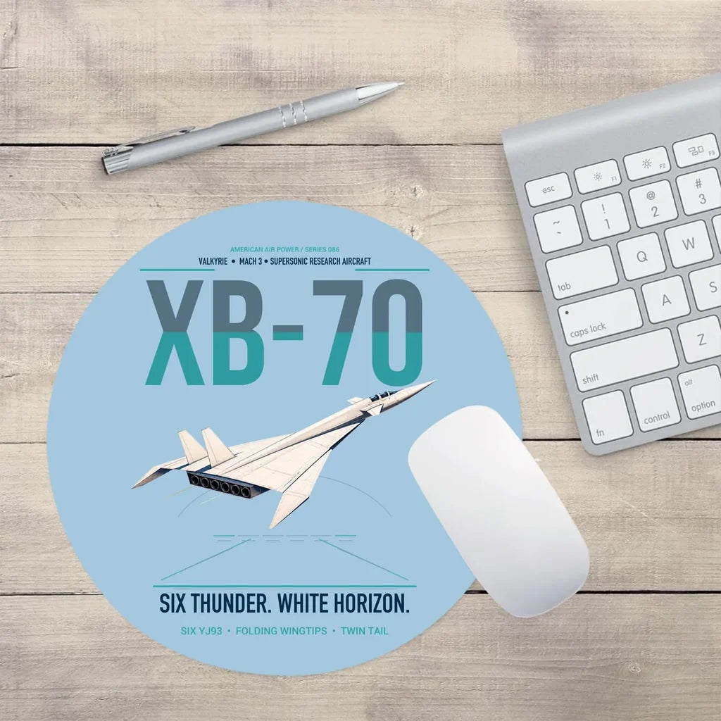 XB-70A Valkyrie design on light blue round mouse pad