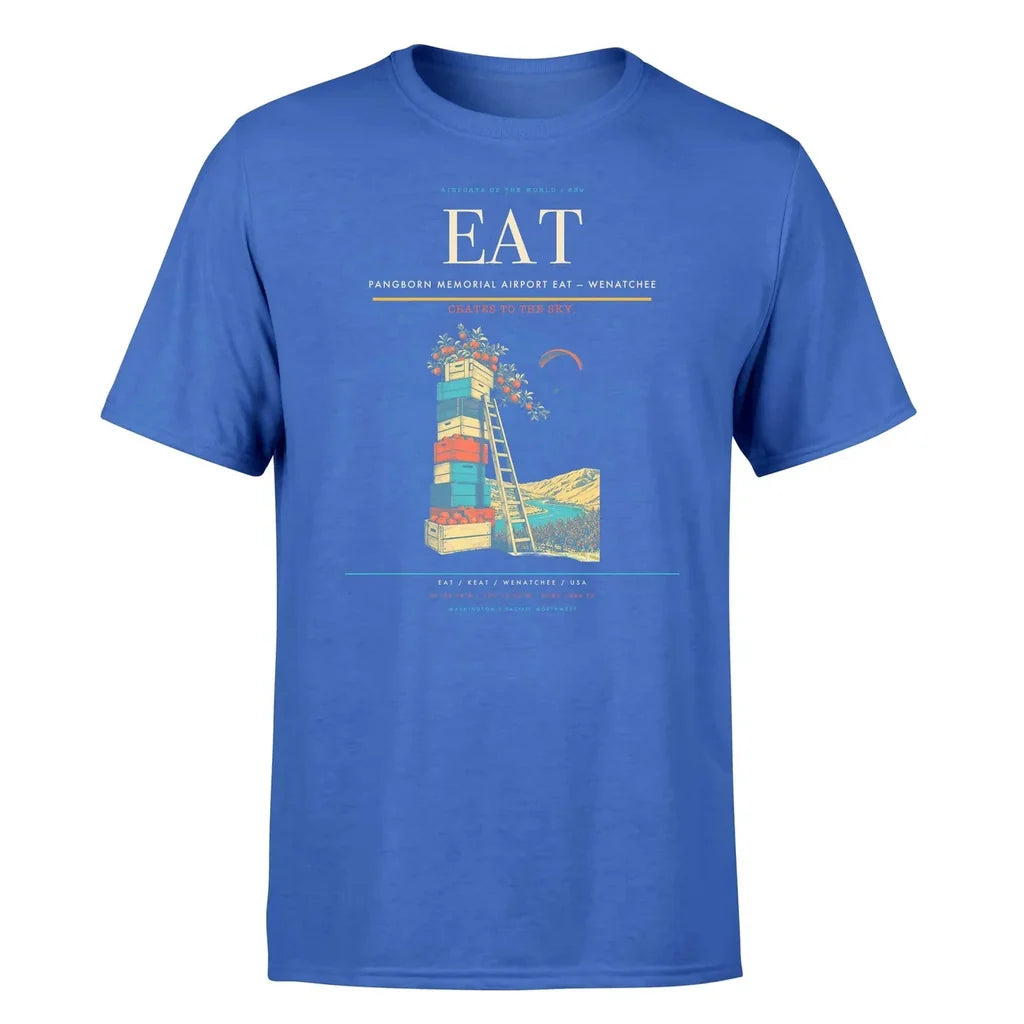 Pangborn Memorial Airport (EAT) T-Shirt single-side front print in Blue | pangborn-memorial-airport-eat-double-side-t-shirt