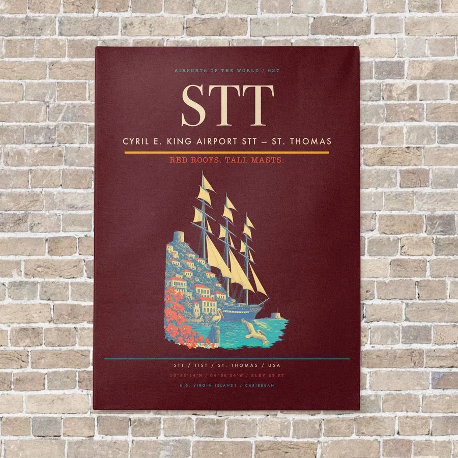Cyril E. King Airport STT — St. Thomas vertical canvas print - no frame - dark red background