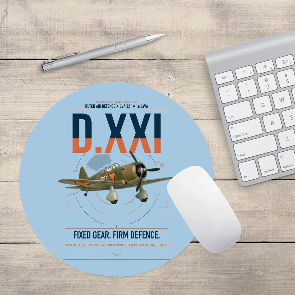 Fokker D.XXI — Dutch LVA aircraft 221 design on light blue round mouse pad