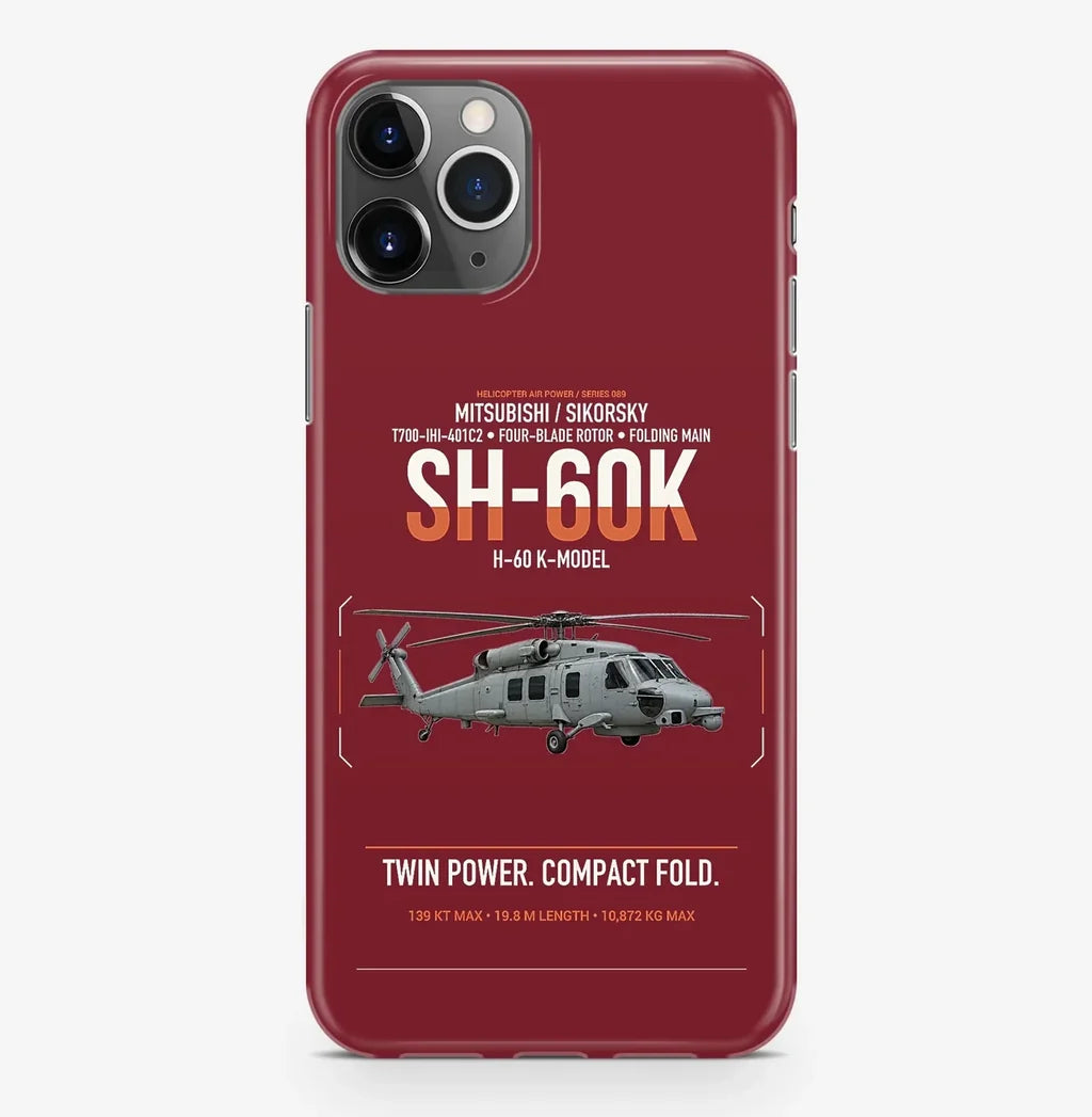 Mitsubishi Sikorsky SH-60K design on dark red magsafe iphone case, for iPhone Pro Max