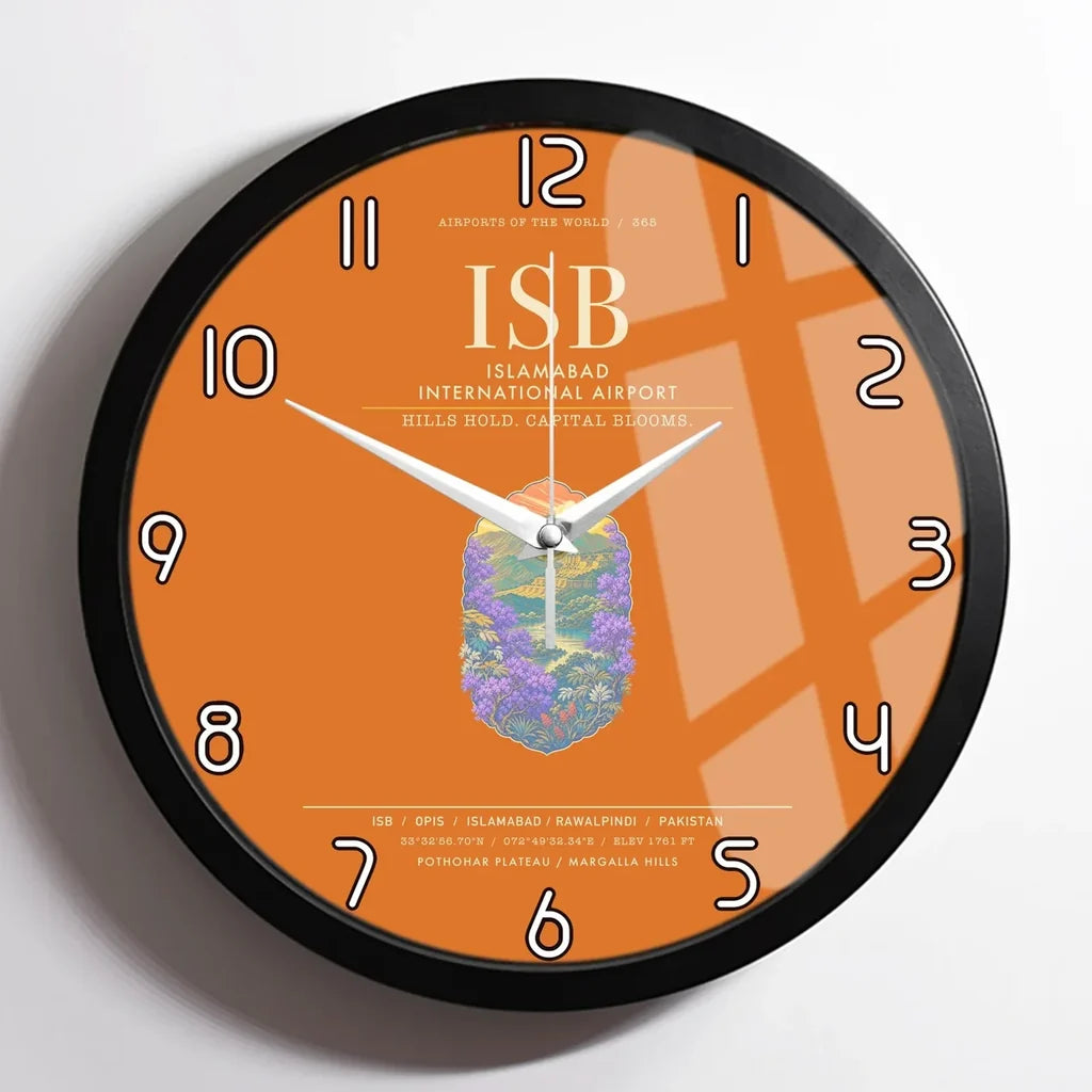 Islamabad International Airport ISB Wall-Clock Framed - Orange