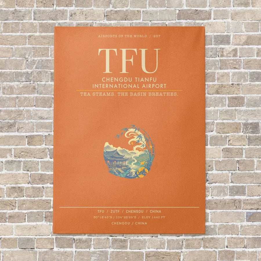 Chengdu Tianfu International Airport TFU - Canvas Framed - Orange
