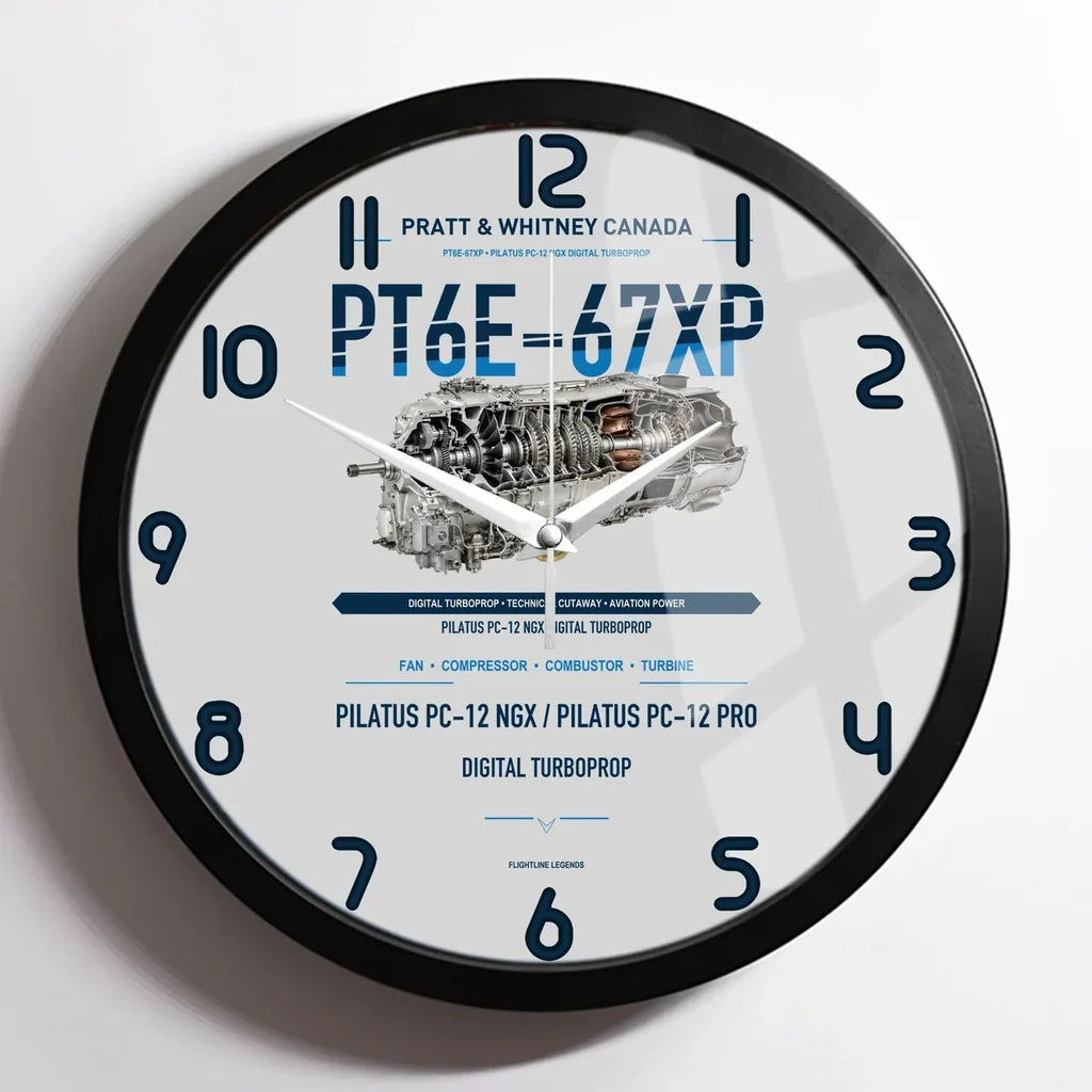 PT6E-67XP design on light gray framed wall clock