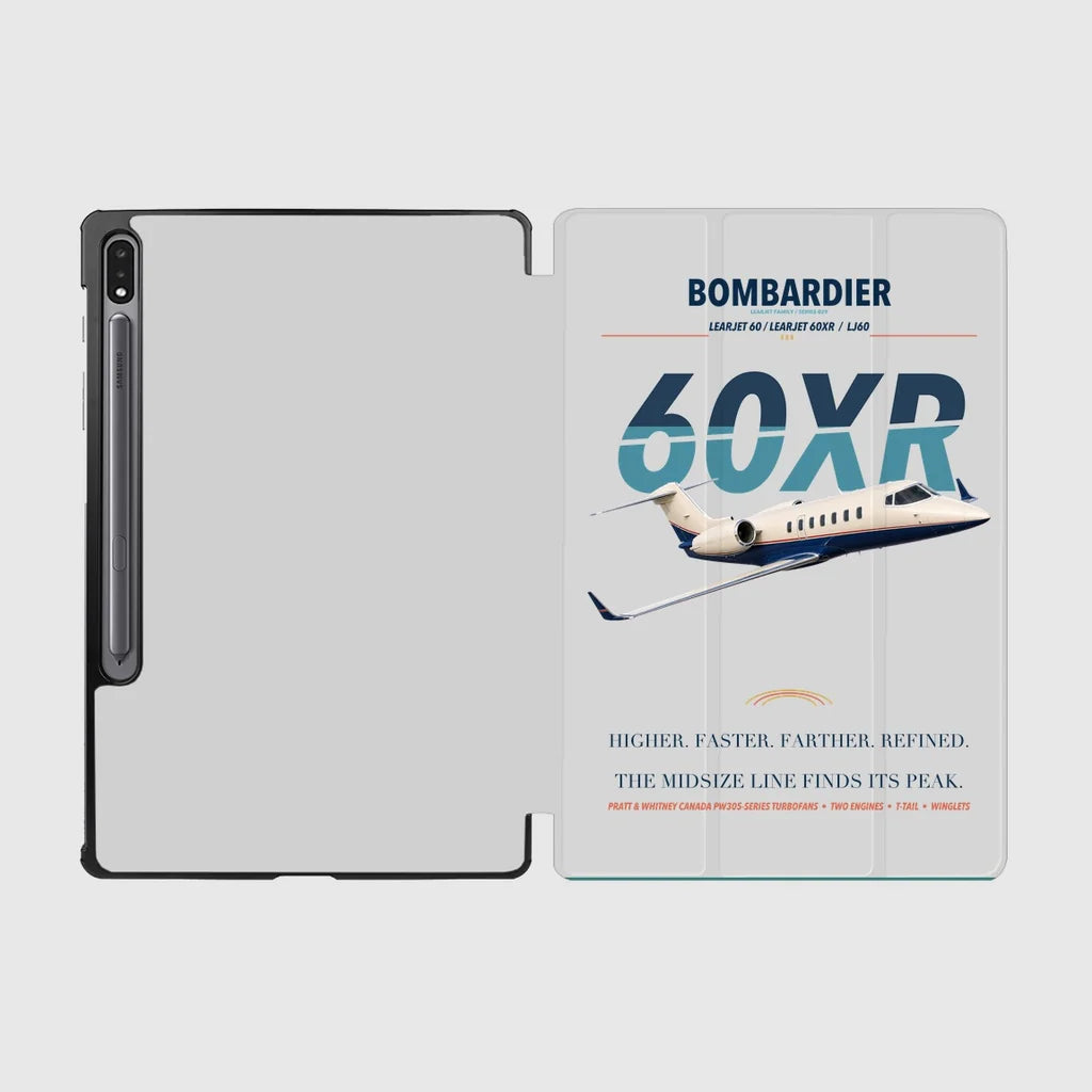 Bombardier Learjet 60XR design on light gray samsung tablet tablet case