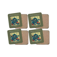 Thumbnail for The Hot Engine Tent - Designed Coasters design on green army 4-pieces-set