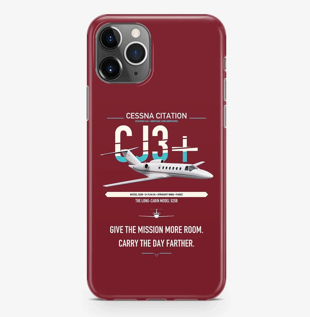 Cessna Citation CJ3+ design on dark red magsafe iphone case, for iPhone Pro Max
