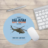 Thumbnail for Sikorsky UH-60M Black Hawk design on light blue round mouse pad