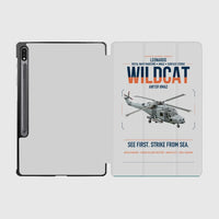 Thumbnail for Leonardo AW159 Wildcat HMA2 design on light gray samsung tablet tablet case