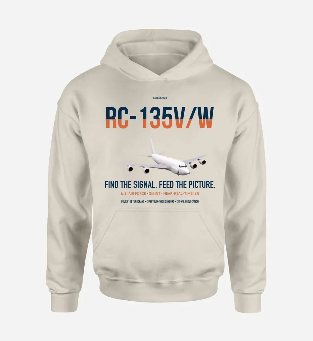 RC-135V W Rivet Joint design on khaki double-side hoodie, single-side print