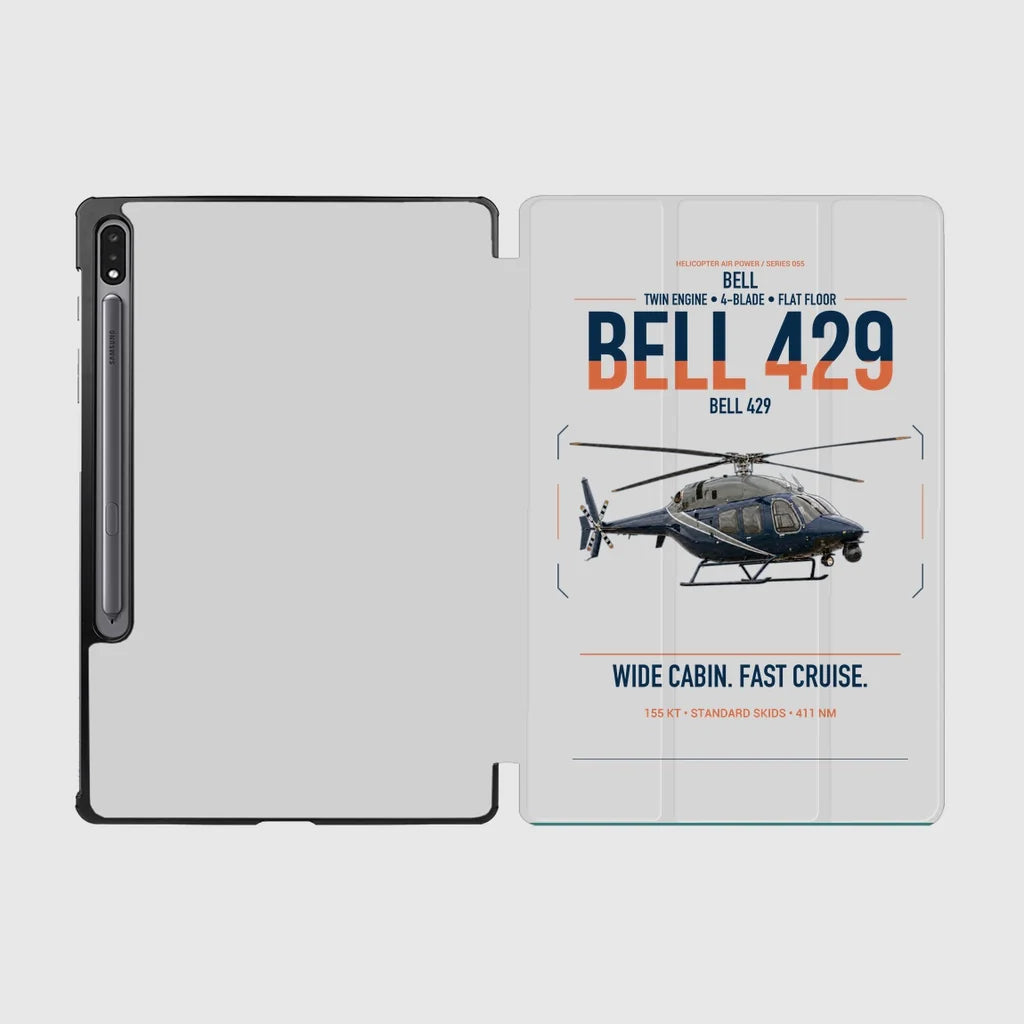 Bell 429 design on light gray samsung tablet tablet case