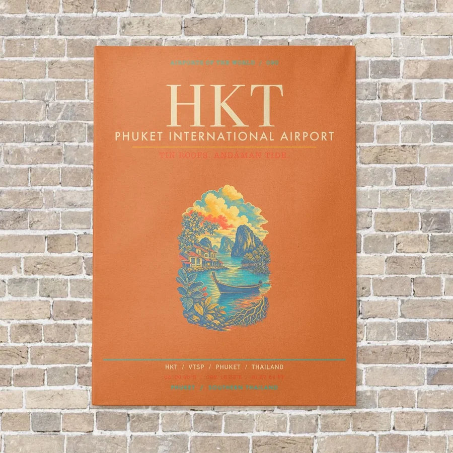 Phuket International Airport HKT - Canvas Framed - Orange