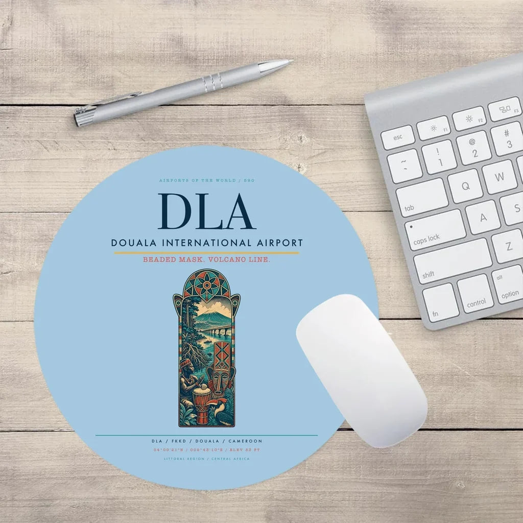 Douala International Airport (DLA) design on light blue round mouse pad