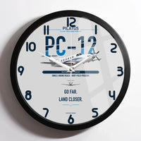 Thumbnail for Pilatus PC-12 PRO design on light gray framed wall clock