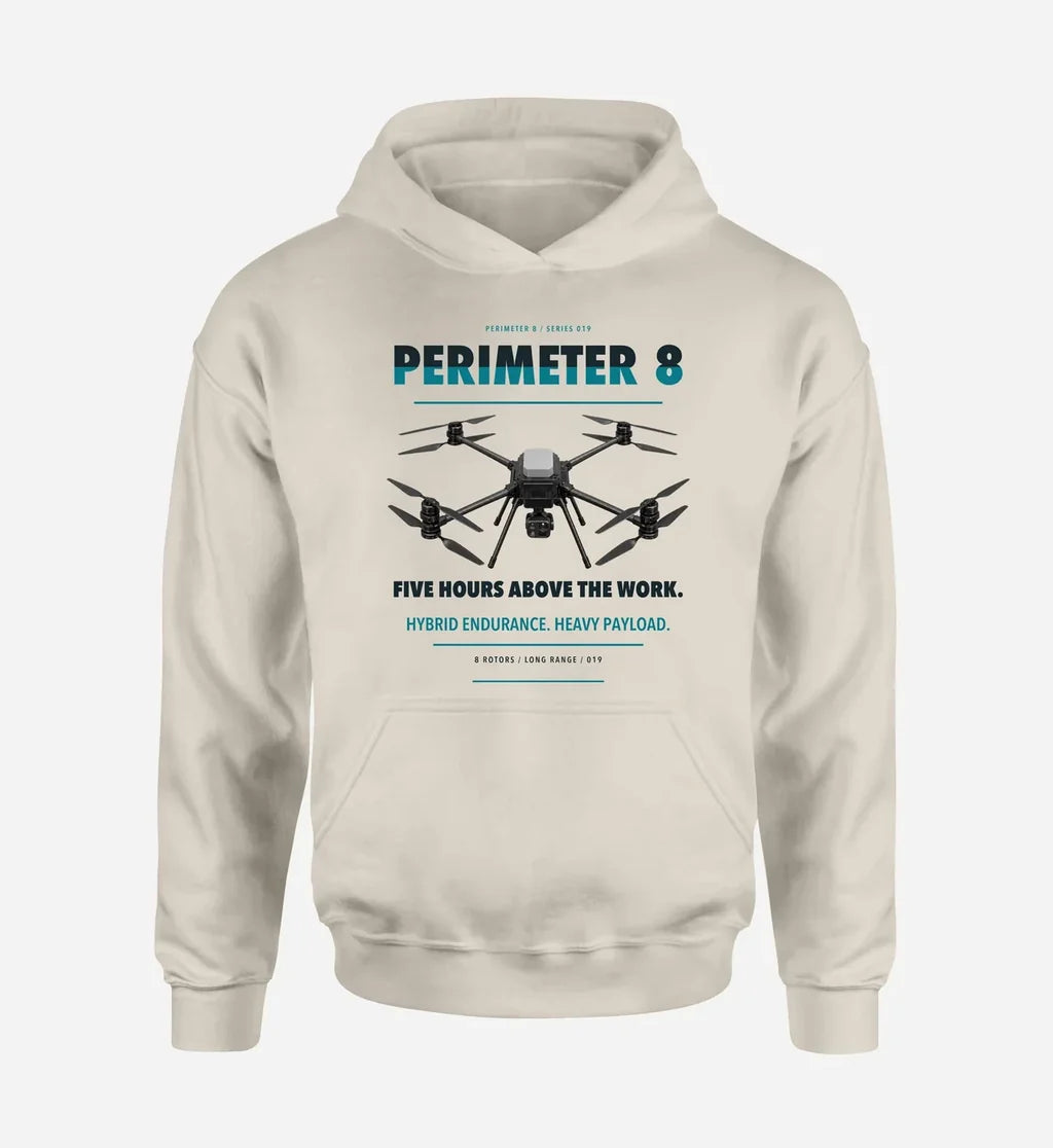Skyfront Perimeter 8 design on khaki hoodie single side