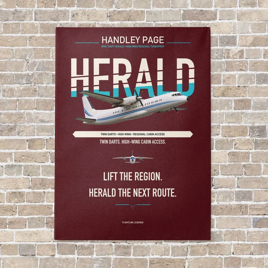 Handley Page HPR.7 Dart Herald vertical canvas print - no frame - dark red background