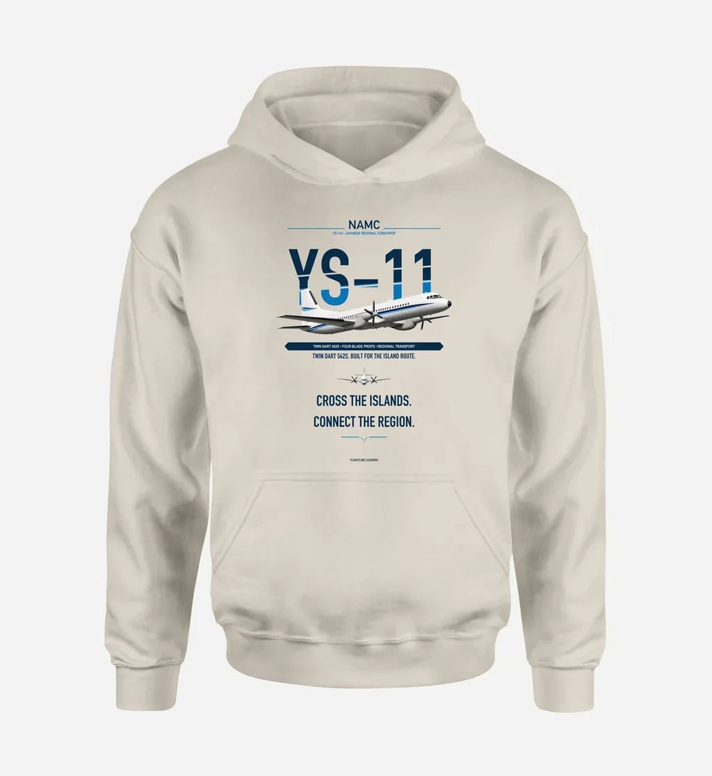 NAMC YS-11A design on khaki hoodie single side