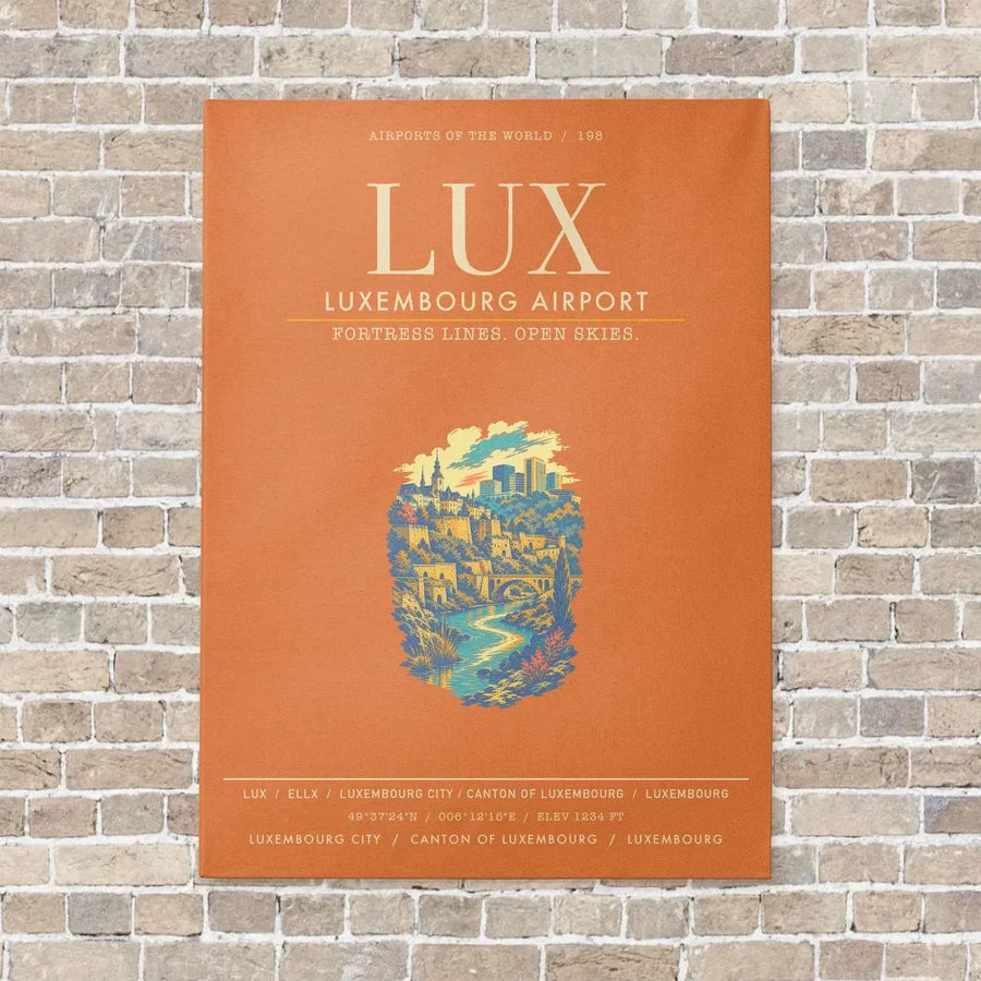 Luxembourg Airport LUX - Canvas Framed - Orange
