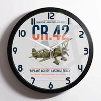 Thumbnail for Fiat CR.42 Falco design on light gray framed wall clock