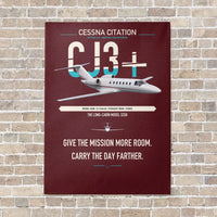 Thumbnail for Cessna Citation CJ3+ vertical canvas print - no frame - dark red background