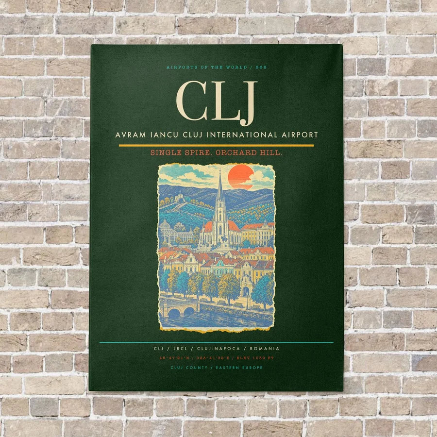 Avram Iancu Cluj International Airport CLJ - Canvas No Frame - Dark Green