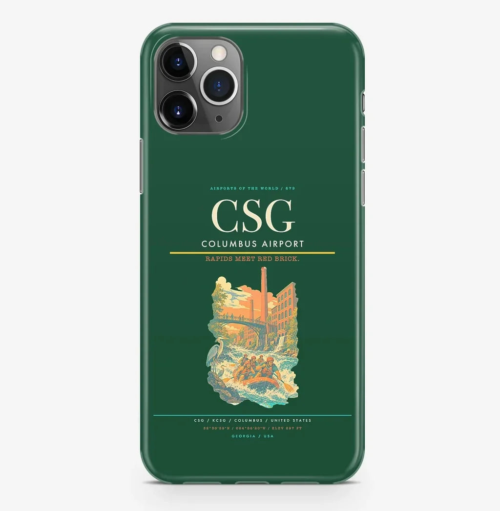 Columbus Airport (CSG) design on dark green iPhone 16 Pro MagSafe case