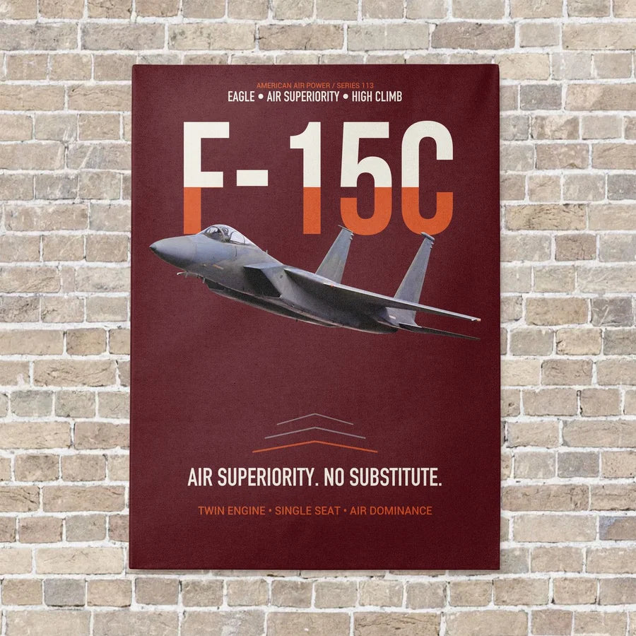 F-15C Eagle Air Superiority No Substitute vertical canvas print - no frame - dark red background
