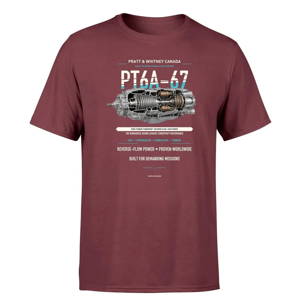 PT6A-67 design on dark red single side
