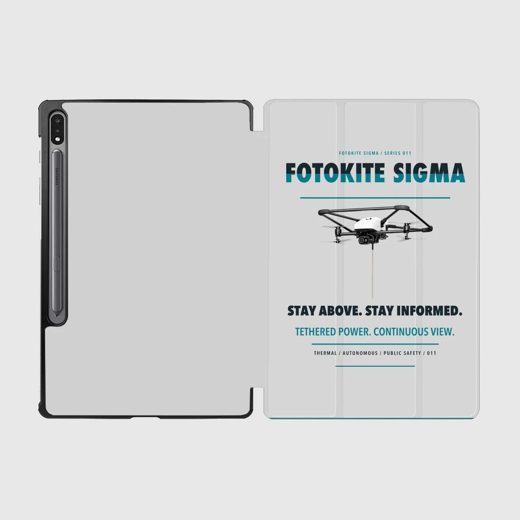 Fotokite Sigma design on light gray samsung tablet tablet case