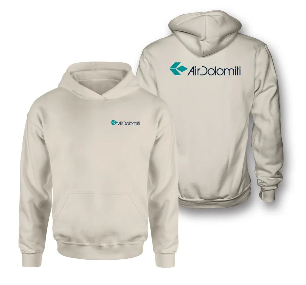 Air Dolomiti Airlines logo on khaki double side hoodie