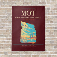 Thumbnail for Minot International Airport MOT vertical canvas print - no frame - dark red background