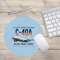 Thumbnail for C-40A Clipper Fleet Logistics Ready design on light blue round mouse pad