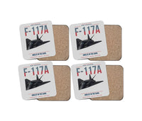 Thumbnail for F-117A Nighthawk design on light gray 4 pieces set coaster